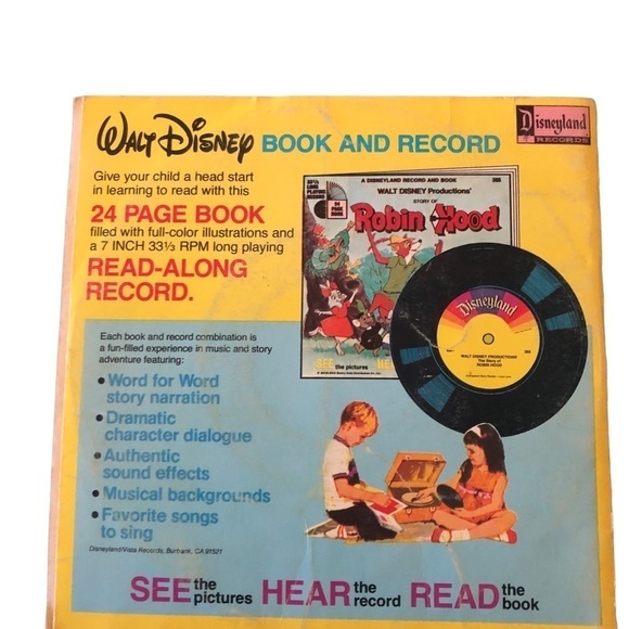 VTG 70’s Walt Disney’s Peter Pan Book Record Songs From Film See Hear Read Kids - Picture 3 of 8